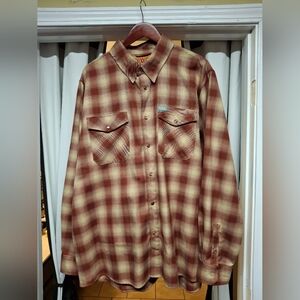Mens Dixxon Flannel 2XL Pueblo Brown And Khaki Plaid